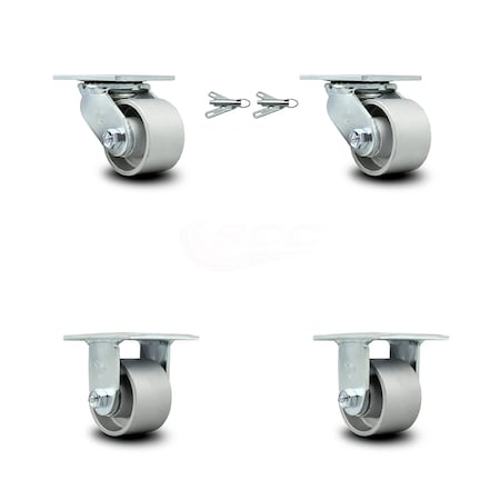 Service Caster 3.25 Inch Semi Steel Caster Set with Roller Bearings 2 Swivel Lock 2 Rigid SCC SCC-30CS3420-SSR-BSL-2-R-2